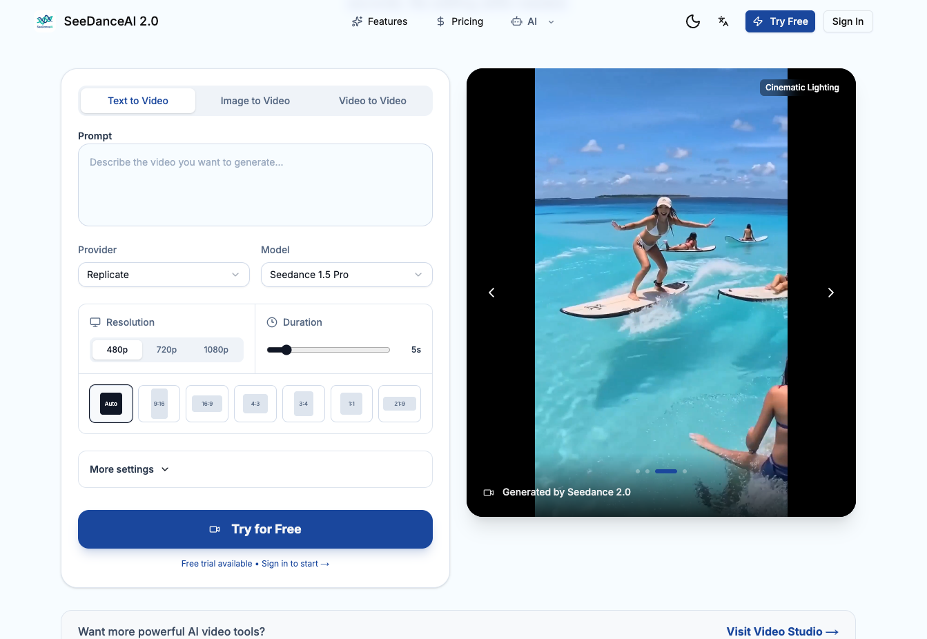 Seedance 2.0: Native Audio AI Video Generator | SeeDanceAI 2.0 screenshot 1