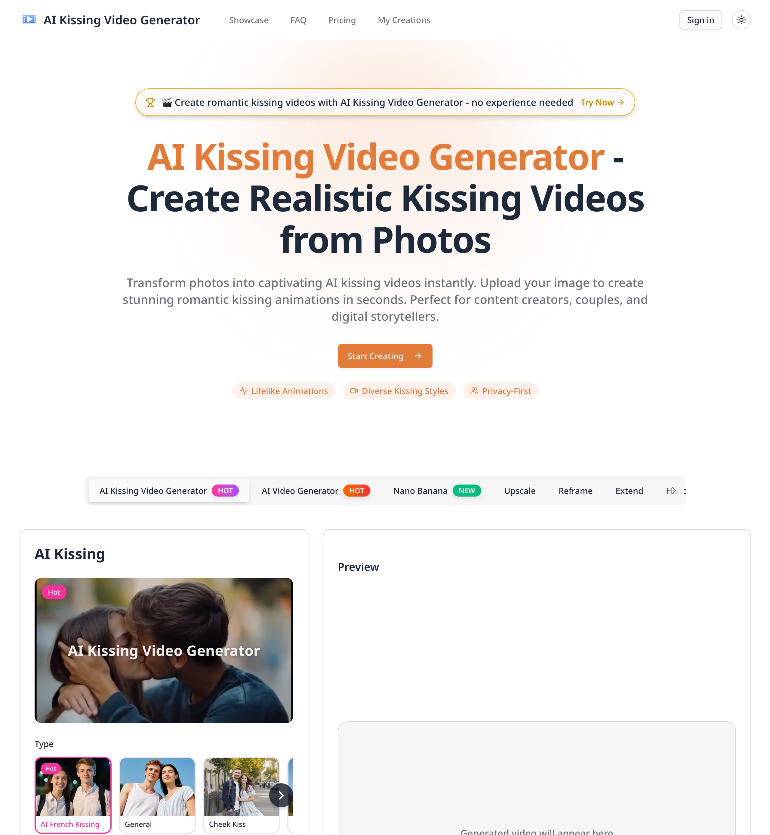 AI Kissing Video Generator - Create Realistic Kissing Videos screenshot 1