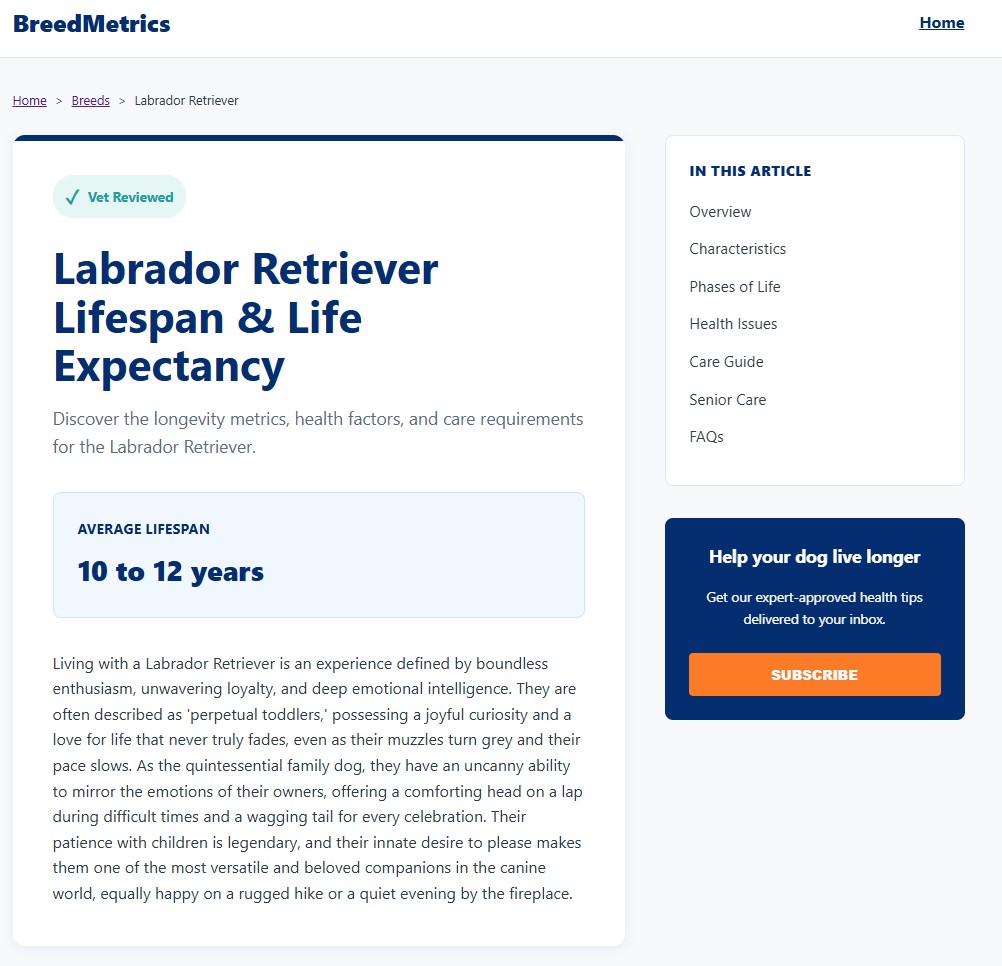 BreedMetrics | Dog Lifespans & Health screenshot 1