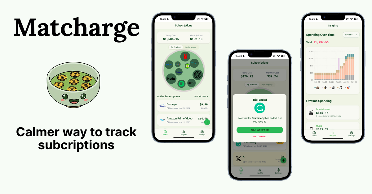 Matcharge - Find Your Financial Calm screenshot 1