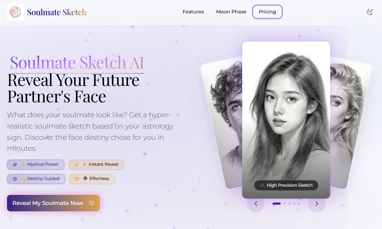 Soulmate Sketch AI: Get your soulmate sketch to glimpse the face destiny chose for you. In a vast world, don't leave lov