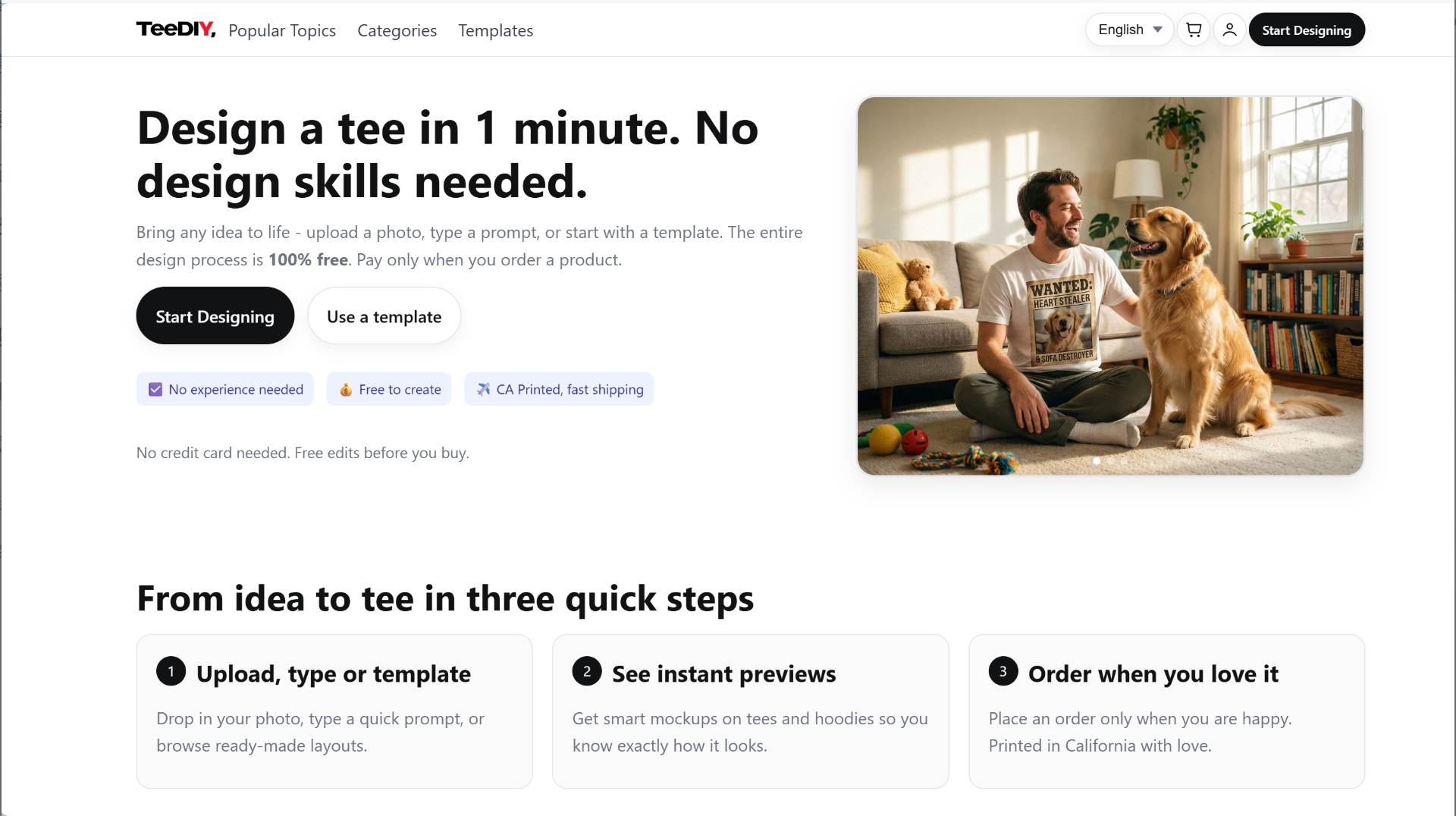 Design a tee in 1 minute. Shop unique apparel. | TeeDIY screenshot 1