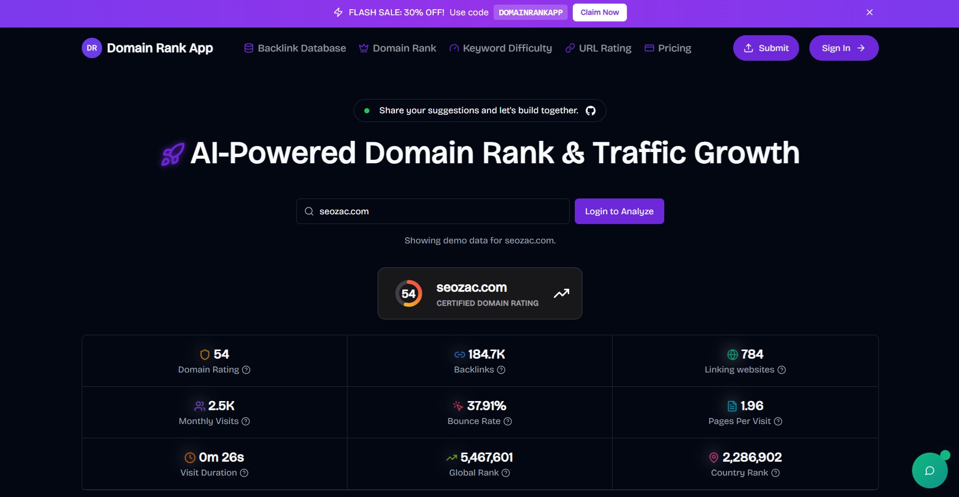 Domain Rank App: AI-Powered Domain Rank & Traffic Growth