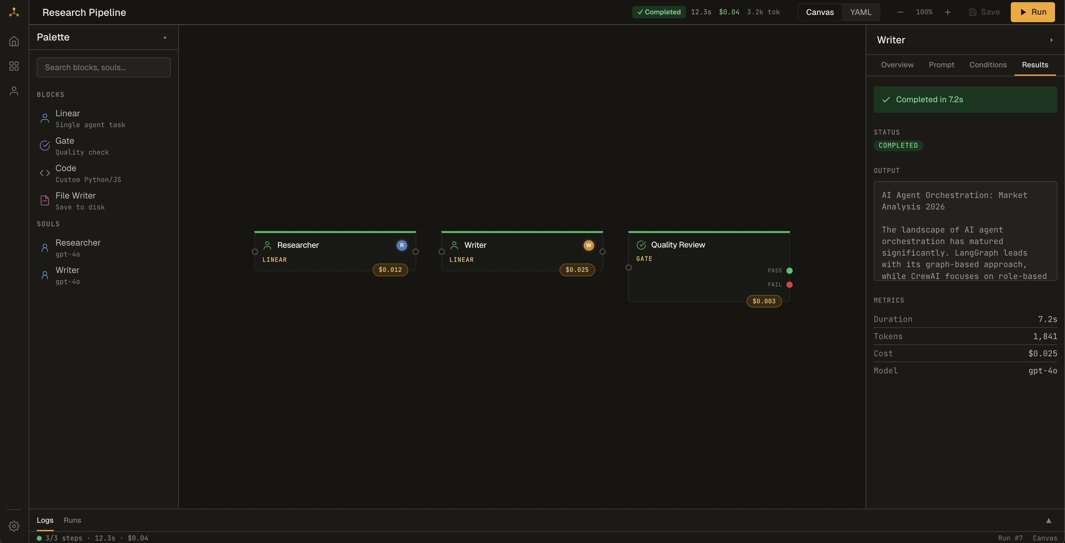 Runsight — YAML-first workflow engine for AI agents screenshot 1
